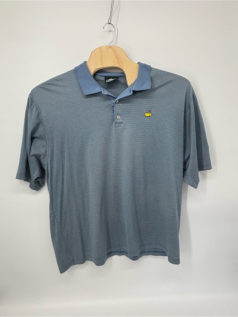 Masters Clubhouse Collection Polo Shirt Mens XXL Blue Striped Cotton Italy Golf